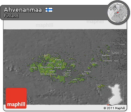 Satellite 3D Map of Ahvenanmaa, desaturated