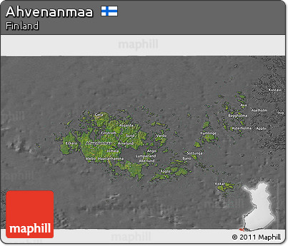 Satellite 3D Map of Ahvenanmaa, desaturated