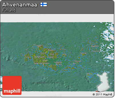 Satellite 3D Map of Ahvenanmaa, single color outside
