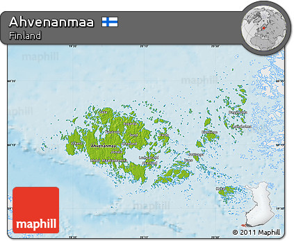 Physical Map of Ahvenanmaa, single color outside