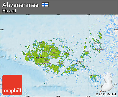 Physical Map of Ahvenanmaa, single color outside