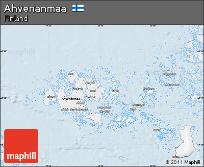 Silver Style Map of Ahvenanmaa, single color outside