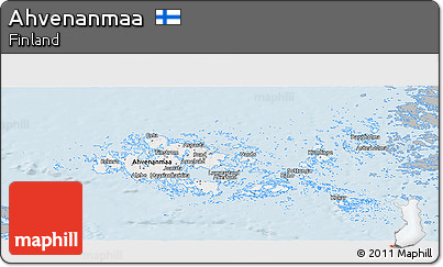 Gray Panoramic Map of Ahvenanmaa, single color outside