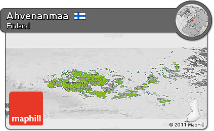 Physical Panoramic Map of Ahvenanmaa, desaturated