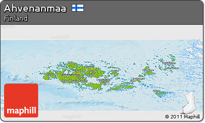 Physical Panoramic Map of Ahvenanmaa, single color outside