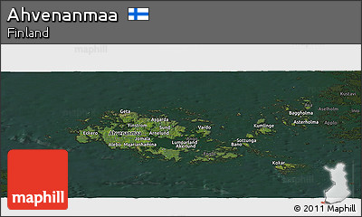 Satellite Panoramic Map of Ahvenanmaa, darken