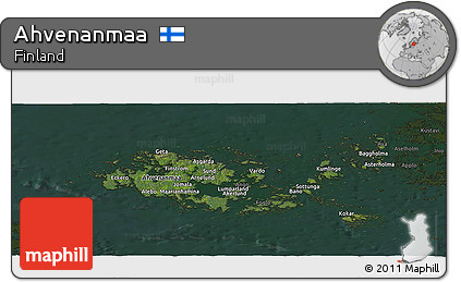 Satellite Panoramic Map of Ahvenanmaa, darken