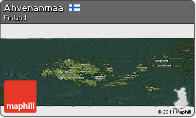 Satellite Panoramic Map of Ahvenanmaa, darken