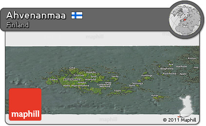 Satellite Panoramic Map of Ahvenanmaa, semi-desaturated