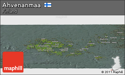 Satellite Panoramic Map of Ahvenanmaa, semi-desaturated