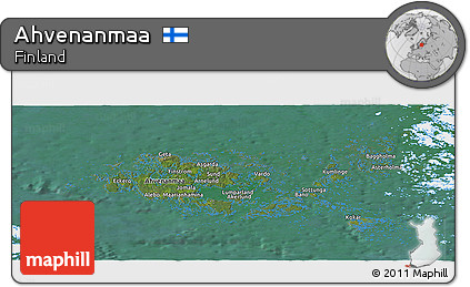 Satellite Panoramic Map of Ahvenanmaa, single color outside