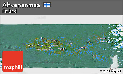 Satellite Panoramic Map of Ahvenanmaa, single color outside