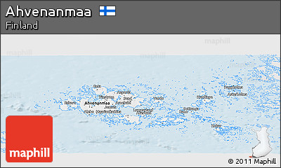 Silver Style Panoramic Map of Ahvenanmaa, single color outside