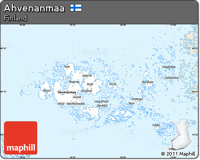 Classic Style Simple Map of Ahvenanmaa, single color outside