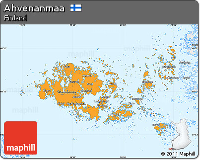Political Simple Map of Ahvenanmaa, single color outside, borders and labels