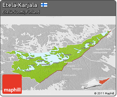 Physical 3D Map of Etelä-Karjala, lighten, desaturated