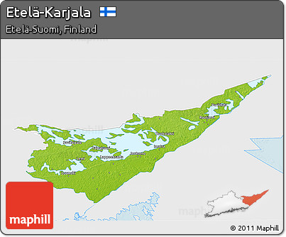 Physical 3D Map of Etelä-Karjala, single color outside