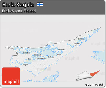 Silver Style 3D Map of Etelä-Karjala, single color outside