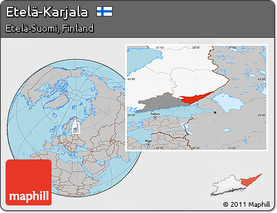 Gray Location Map of Etelä-Karjala, highlighted country, highlighted parent region