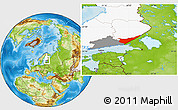 Physical Location Map of Etelä-Karjala, highlighted country, highlighted parent region