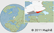 Savanna Style Location Map of Etelä-Karjala, highlighted country, highlighted parent region, hill shading