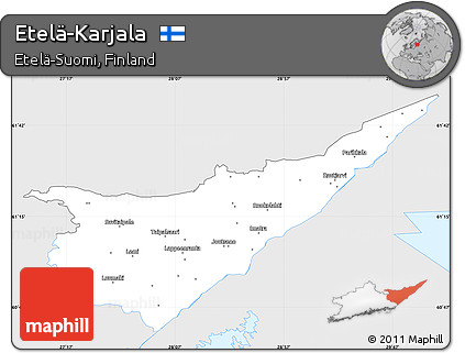 Silver Style Simple Map of Etelä-Karjala, single color outside
