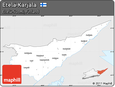 Silver Style Simple Map of Etelä-Karjala, single color outside