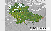 Satellite 3D Map of Kymenlaakso, lighten, desaturated