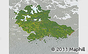 Satellite 3D Map of Kymenlaakso, lighten, semi-desaturated