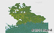 Satellite 3D Map of Kymenlaakso, single color outside