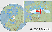 Savanna Style Location Map of Kymenlaakso, highlighted parent region, hill shading