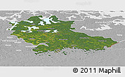 Satellite Panoramic Map of Kymenlaakso, lighten, desaturated