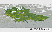 Satellite Panoramic Map of Kymenlaakso, lighten, semi-desaturated