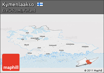 Silver Style Panoramic Map of Kymenlaakso, single color outside