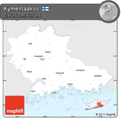 Silver Style Simple Map of Kymenlaakso, single color outside
