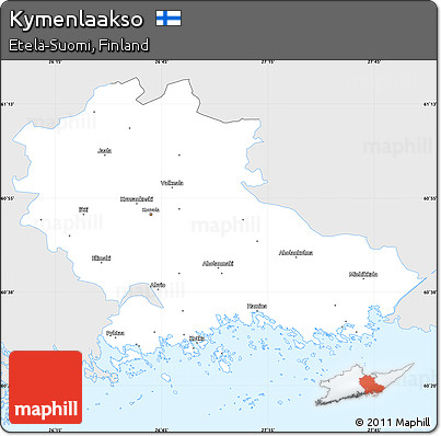 Silver Style Simple Map of Kymenlaakso, single color outside
