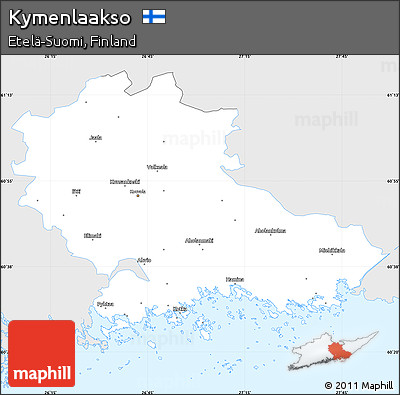Silver Style Simple Map of Kymenlaakso, single color outside