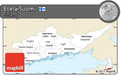 Classic Style Simple Map of Etelä-Suomi, single color outside