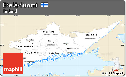 Classic Style Simple Map of Etelä-Suomi, single color outside