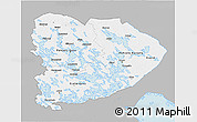 Gray 3D Map of Itä-Suomi, single color outside