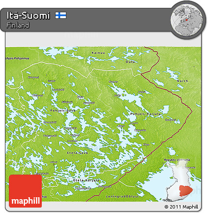 Physical 3D Map of Itä-Suomi