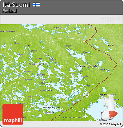 Physical 3D Map of Itä-Suomi