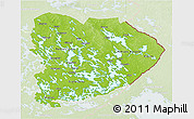 Physical 3D Map of Itä-Suomi, lighten