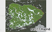 Satellite 3D Map of Itä-Suomi, darken, semi-desaturated