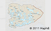 Shaded Relief 3D Map of Itä-Suomi, lighten, semi-desaturated