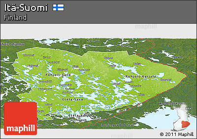 Physical Panoramic Map of Itä-Suomi, satellite outside
