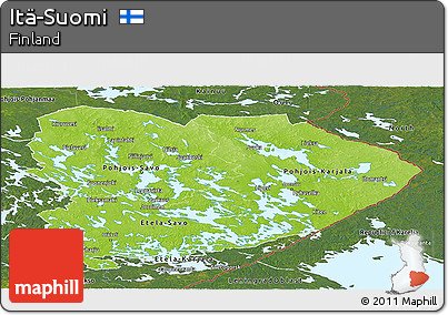 Physical Panoramic Map of Itä-Suomi, satellite outside