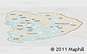 Shaded Relief Panoramic Map of Itä-Suomi, lighten, semi-desaturated