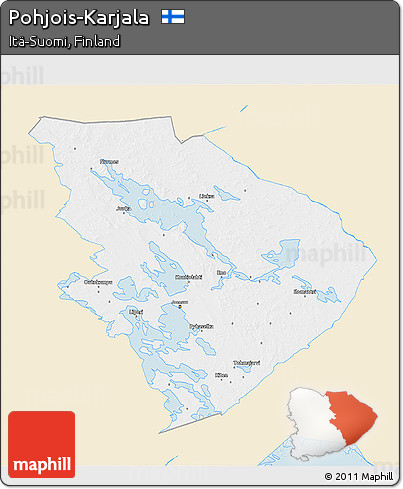 Classic Style 3D Map of Pohjois-Karjala, single color outside