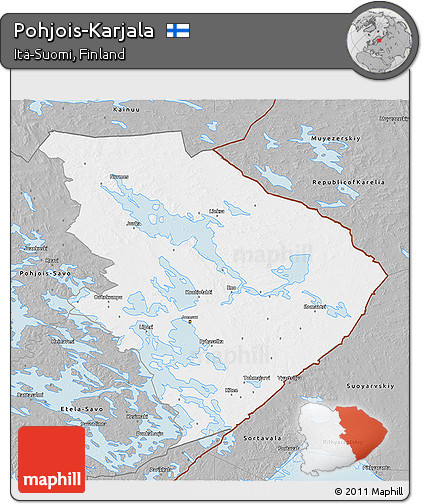 Gray 3D Map of Pohjois-Karjala